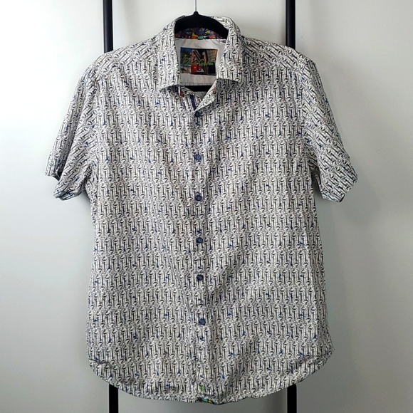 Robert Graham Guitar Print Buttons Down Shirt Men Size L - Picture 1 of 8